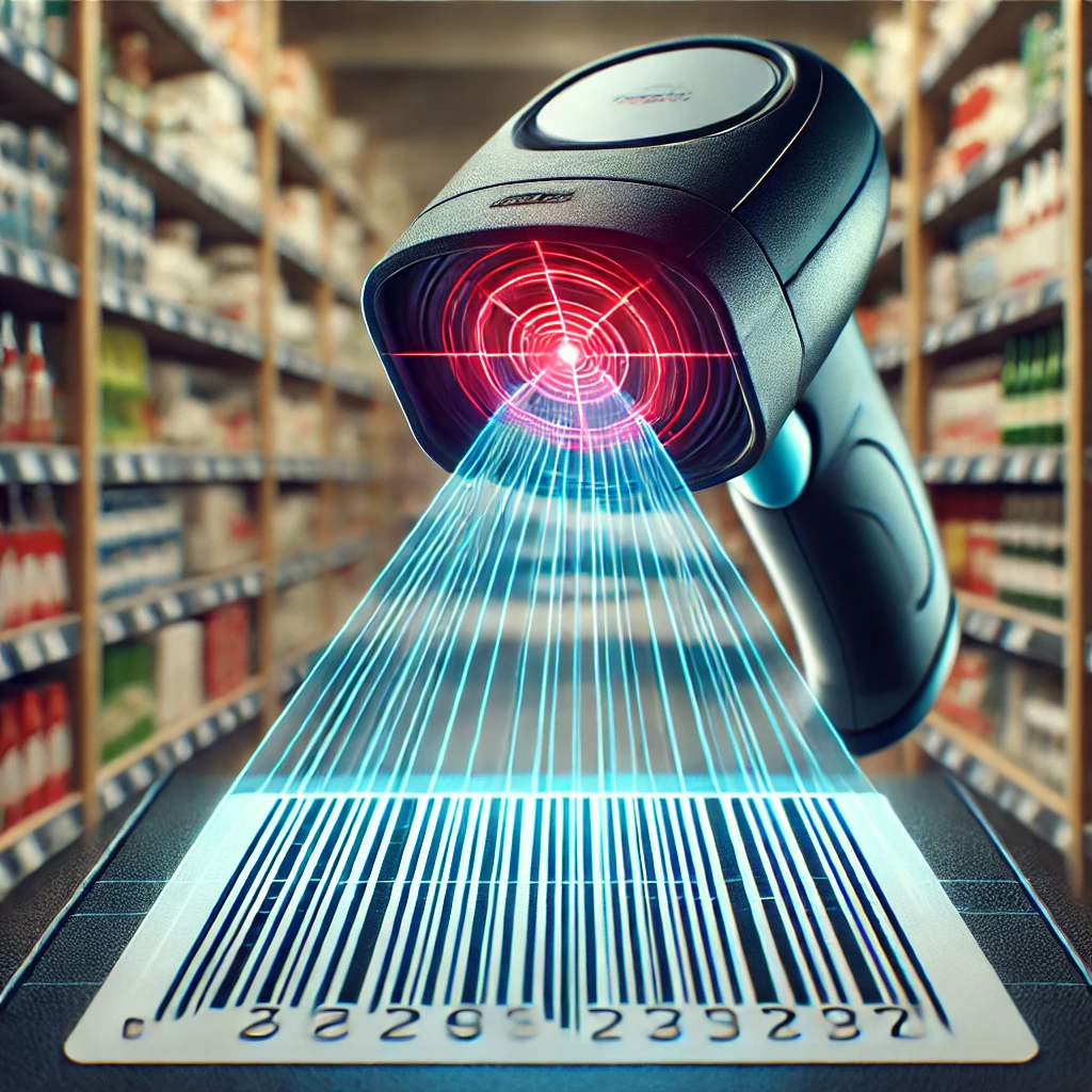 Close-up of a product's UPC barcode being scanned at a retail checkout, representing efficiency and accuracy in retail operations.