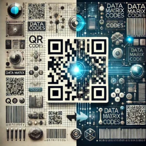 Comparison of QR codes and Data Matrix codes, highlighting their differences in structure, data capacity, error correction, and applications.